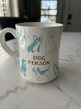 Opalhouse White Mug with Teal Dog Illustrations and Gold "Dog Person" Lettering
